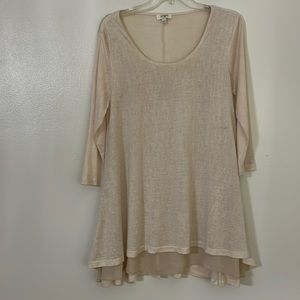 Umgee Cream Layered Scoop Neck Swing Tunic